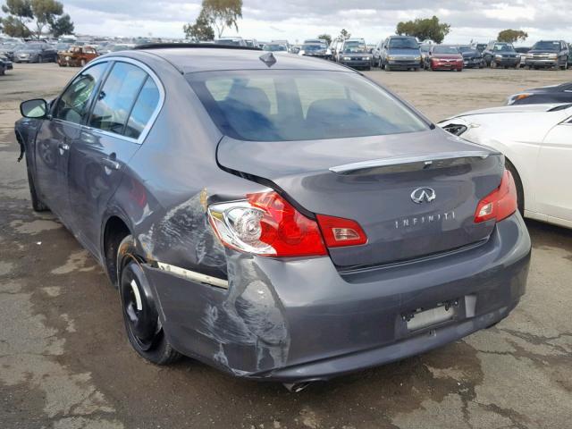 JN1DV6AP2CM813048 - 2012 INFINITI G25 BASE GRAY photo 3