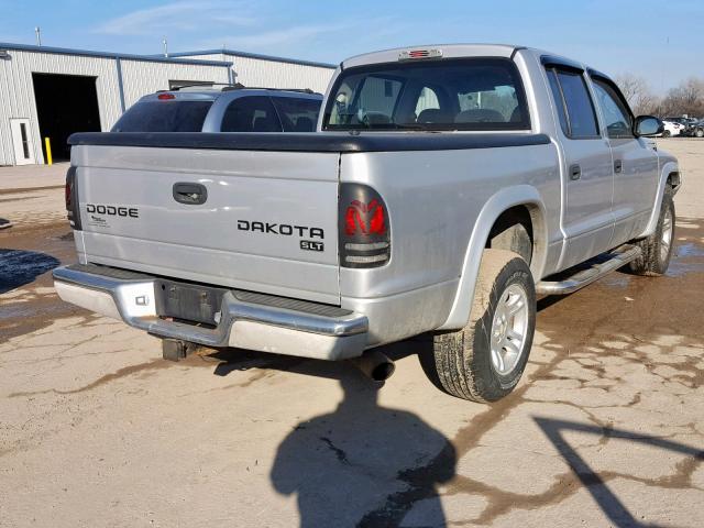 1D7HG48N24S751607 - 2004 DODGE DAKOTA QUA SILVER photo 4