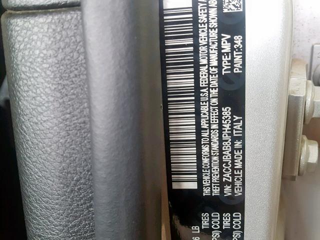 ZACCJBAB8JPH45385 - 2018 JEEP RENEGADE S ვერცხლისფერი ფოტო 10