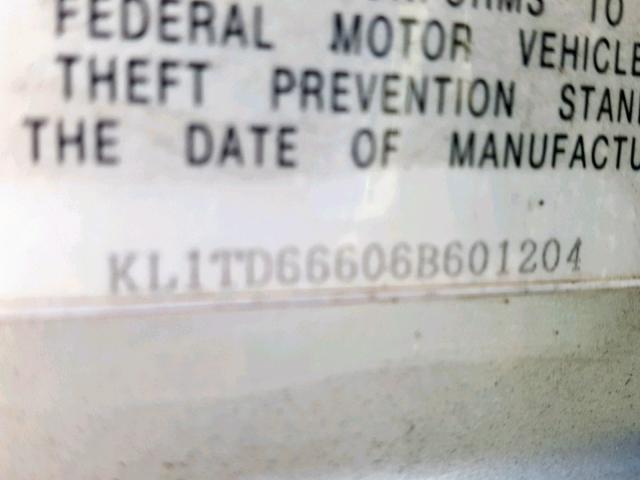 KL1TD66606B601204 - 2006 CHEVROLET AVEO BASE ნაცრისფერი ფოტო 10