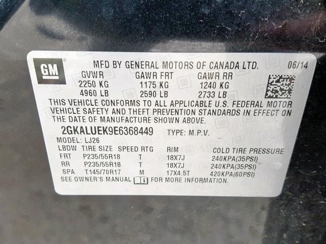 2GKALUEK9E6368449 - 2014 GMC TERRAIN DE BLACK photo 10