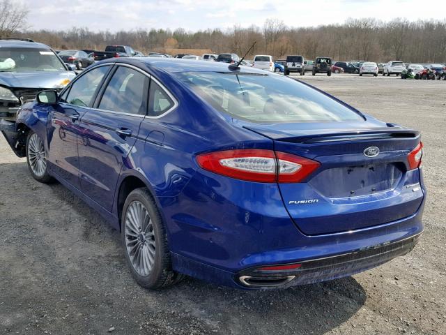 3FA6P0D95ER205535 - 2014 FORD FUSION TIT BLUE photo 3