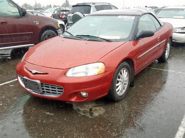 1C3EL55R42N196200 - 2002 CHRYSLER SEBRING LX RED photo 2