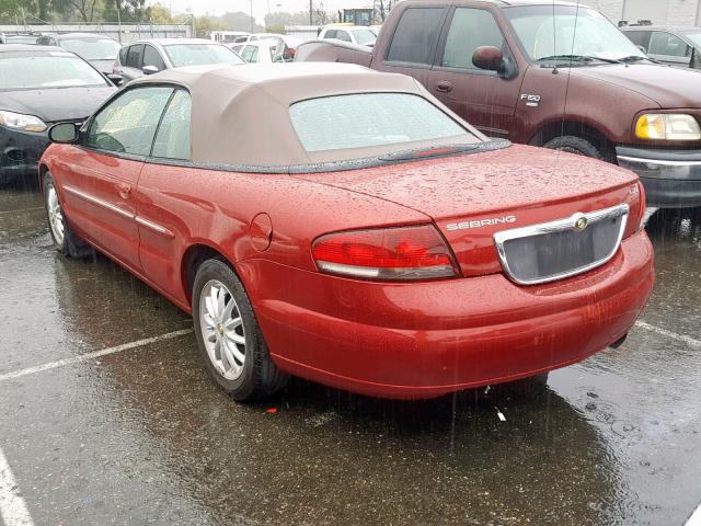 1C3EL55R42N196200 - 2002 CHRYSLER SEBRING LX RED photo 3