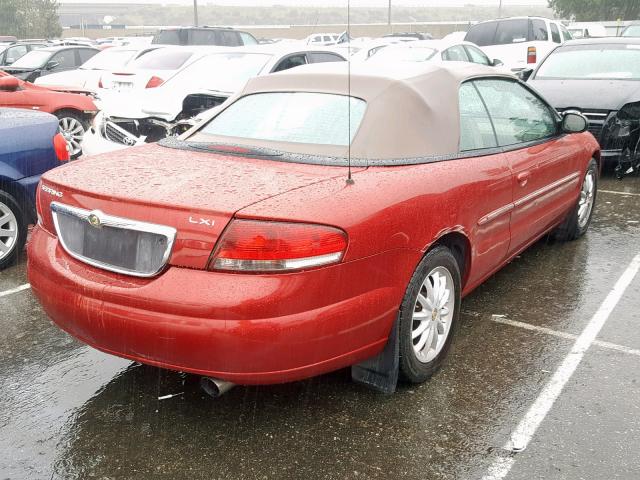 1C3EL55R42N196200 - 2002 CHRYSLER SEBRING LX RED photo 4