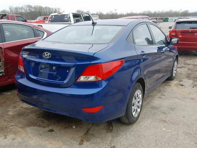 KMHCT4AE0GU017028 - 2016 HYUNDAI ACCENT SE BLUE photo 4