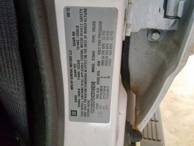 1GCDSCFE4C8169248 - 2012 CHEVROLET COLORADO L WHITE photo 10