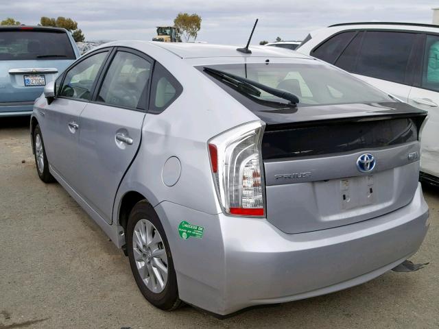 JTDKN3DP8E3061508 - 2014 TOYOTA PRIUS PLUG GRAY photo 3