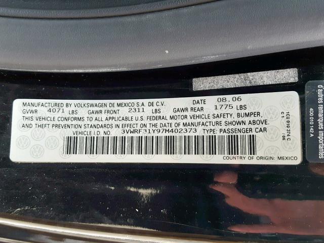 3VWRF31Y97M402373 - 2007 VOLKSWAGEN NEW BEETLE Schwarz Foto 10