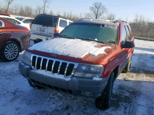 1J4GW48S42C225897 - 2002 JEEP GRAND CHER RED photo 2