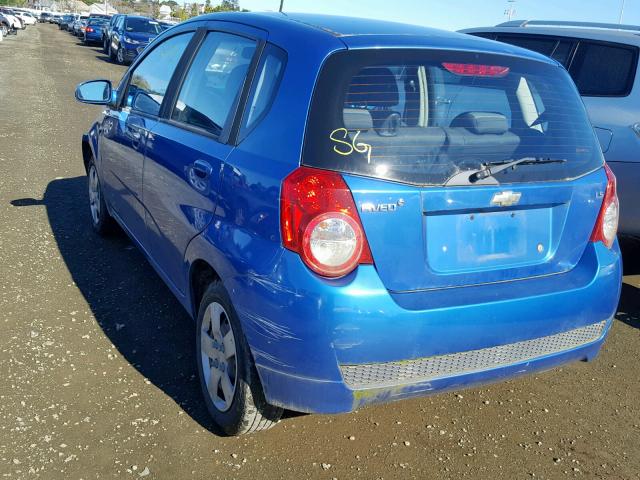 KL1TD66E19B628133 - 2009 CHEVROLET AVEO LS BLUE photo 3