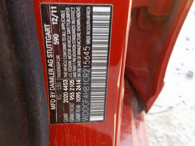 WDDGF4HB1CR215645 - 2012 MERCEDES-BENZ C 250 RED photo 10