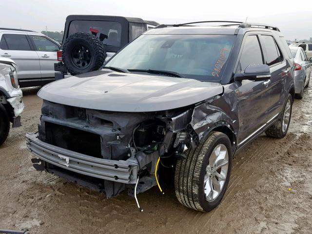 1FM5K8F87EGB89526 - 2014 FORD EXPLORER L GRAY photo 2