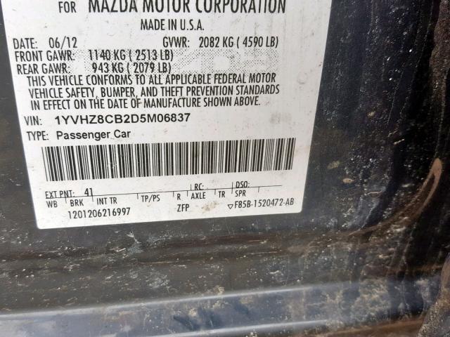 1YVHZ8CB2D5M06837 - 2013 MAZDA 6 GRAND TO CHARCOAL photo 10