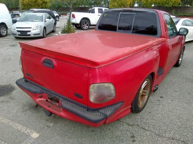 2FTRF07334CA36740 - 2004 FORD F150 SVT L RED photo 4