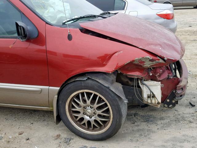 4N2XN11T9YD807634 - 2000 NISSAN QUEST SE MAROON photo 9