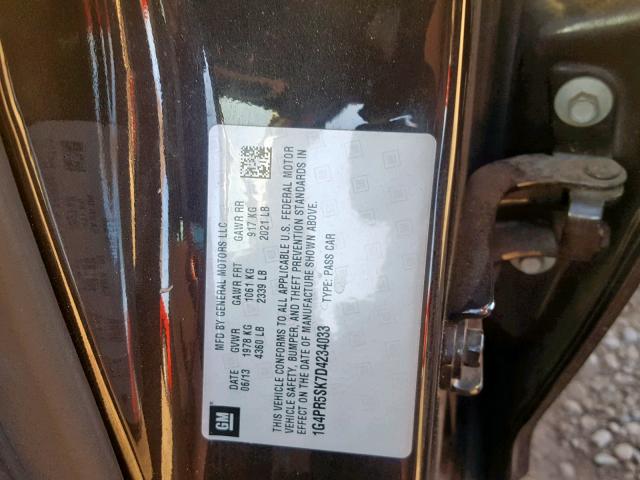 1G4PR5SK7D4234033 - 2013 BUICK VERANO CON BLACK photo 10