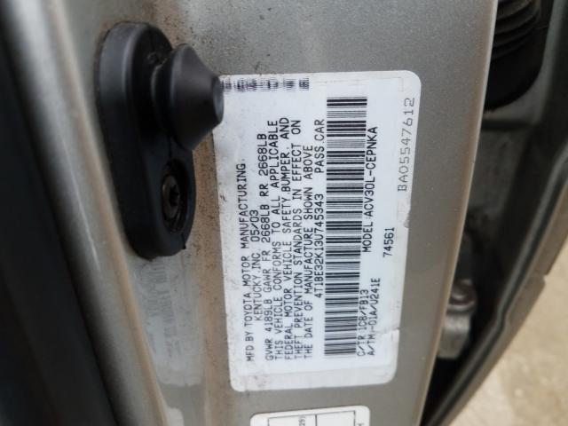 4T1BE32K13U745343 - 2003 TOYOTA CAMRY LE  photo 10