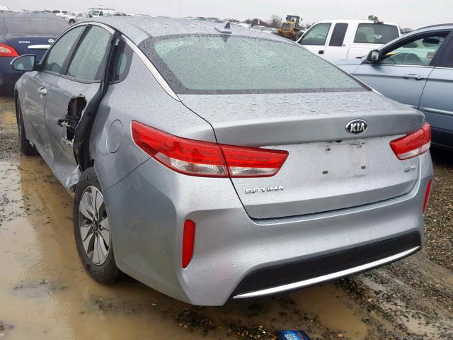 KNAGT4LE9H5011496 - 2017 KIA OPTIMA HYB SILVER photo 3