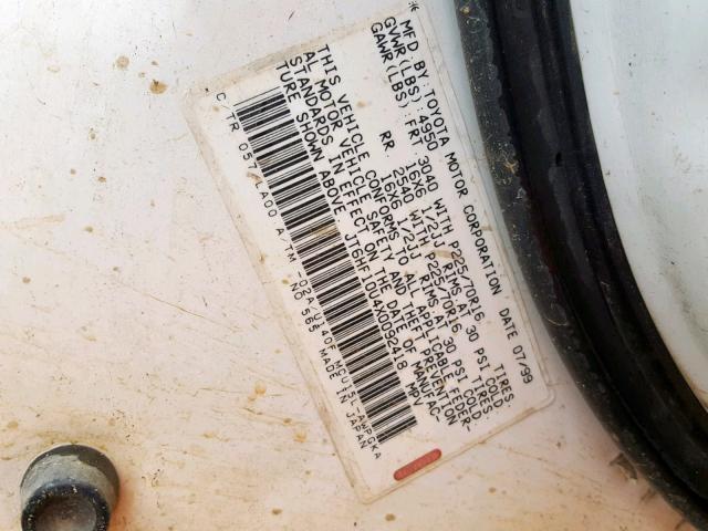 JT6HF10U4X0092418 - 1999 LEXUS RX 300 WHITE photo 10