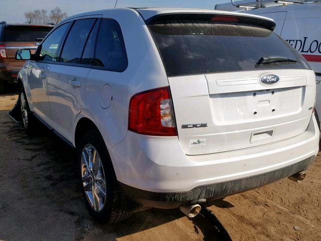 2FMDK3JC0EBB36166 - 2014 FORD EDGE SEL WHITE photo 3