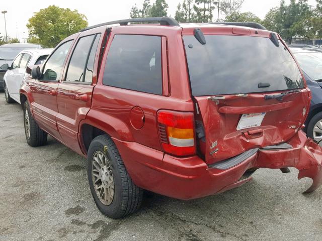 1J8GW58N73C600259 - 2003 JEEP GRAND CHER RED photo 3