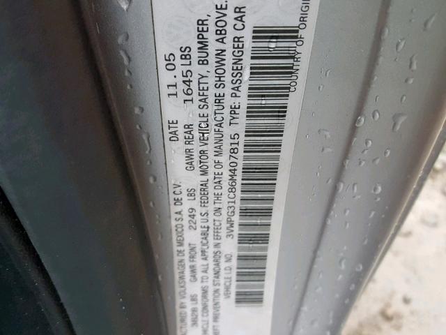 3VWPG31C86M407815 - 2006 VOLKSWAGEN NEW BEETLE Silber Foto 10