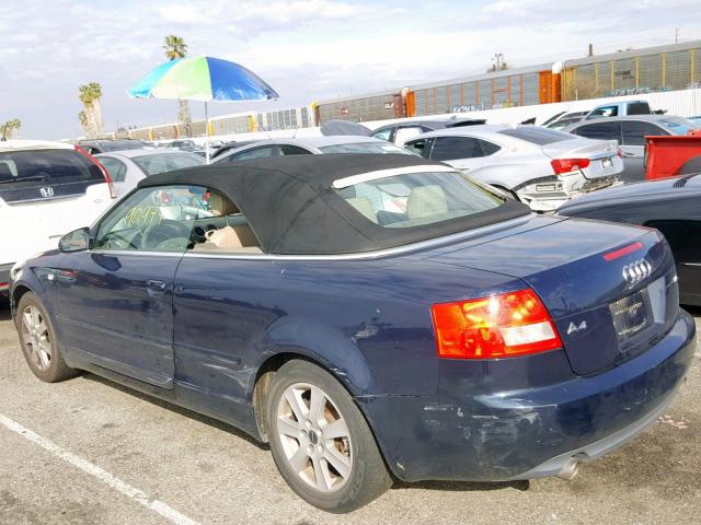 WAUAT48H93K013395 - 2003 AUDI A4 3.0 CAB BLUE photo 3