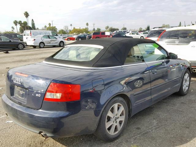 WAUAT48H93K013395 - 2003 AUDI A4 3.0 CAB BLUE photo 4