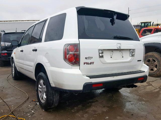 2HKYF18156H563190 - 2006 HONDA PILOT LX WHITE photo 3