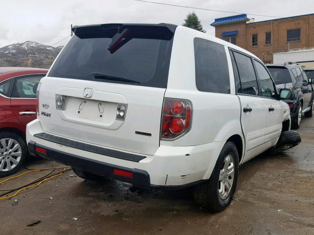 2HKYF18156H563190 - 2006 HONDA PILOT LX WHITE photo 4