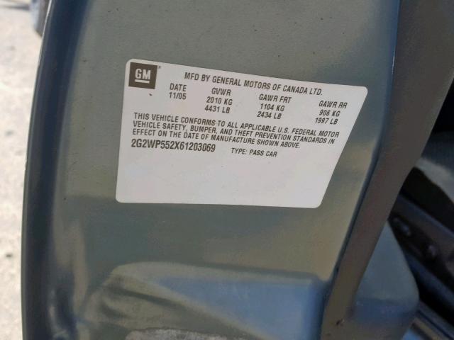 2G2WP552X61203069 - 2006 PONTIAC GRAND PRIX 蓝色 照片 10