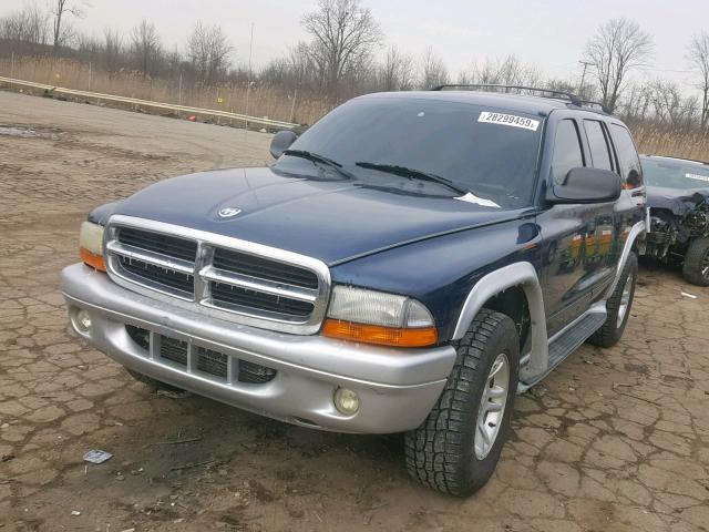 1D4HS48N93F511327 - 2003 DODGE DURANGO SL BLUE photo 2