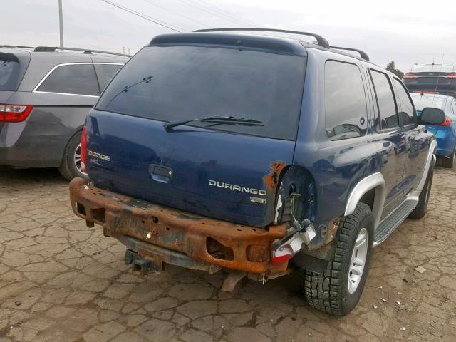 1D4HS48N93F511327 - 2003 DODGE DURANGO SL BLUE photo 4