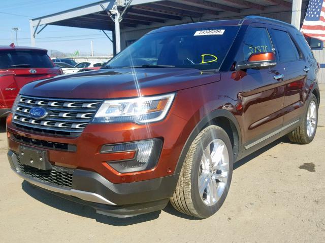 1FM5K7F83GGA43475 - 2016 FORD EXPLORER L BURGUNDY photo 2