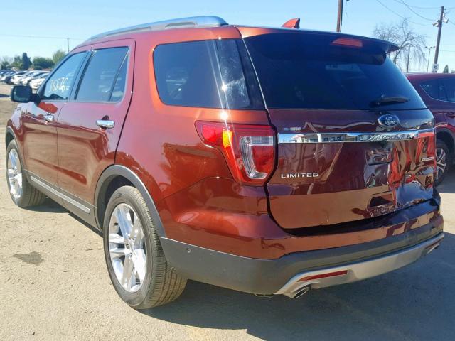 1FM5K7F83GGA43475 - 2016 FORD EXPLORER L BURGUNDY photo 3