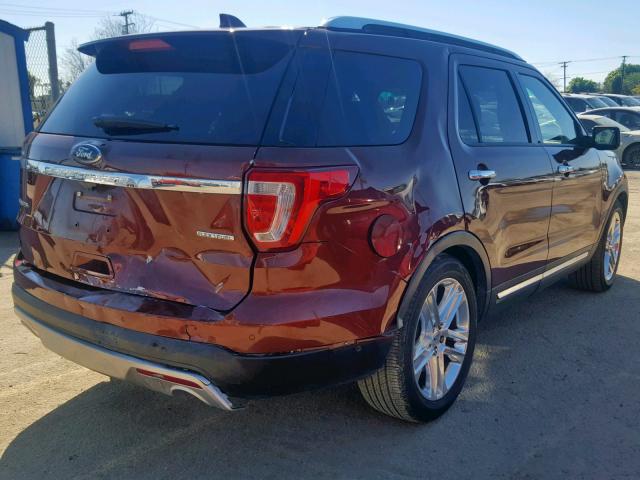 1FM5K7F83GGA43475 - 2016 FORD EXPLORER L BURGUNDY photo 4