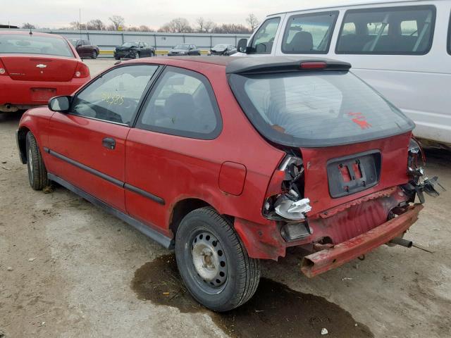 2HGEJ6427VH104359 - 1997 HONDA CIVIC CX RED photo 3