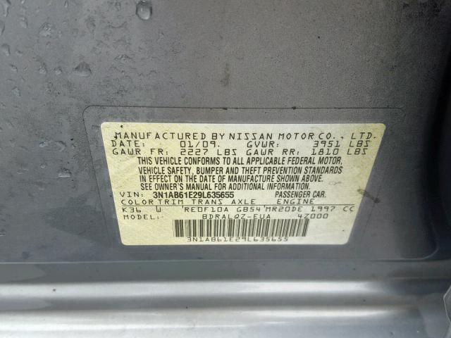 3N1AB61E29L635655 - 2009 NISSAN SENTRA 2.0 GRAY photo 10