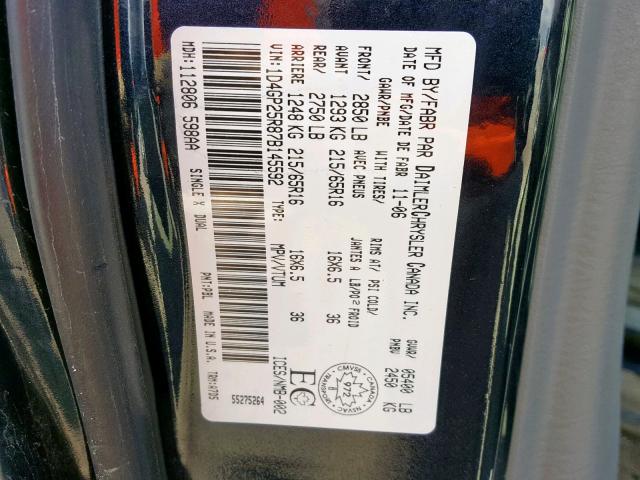 1D4GP25R87B145592 - 2007 DODGE CARAVAN SE BLUE photo 10