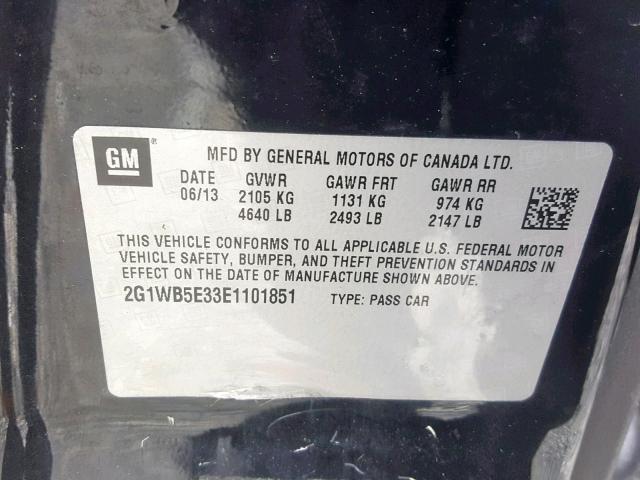 2G1WB5E33E1101851 - 2014 CHEVROLET IMPALA LIM BLACK photo 10