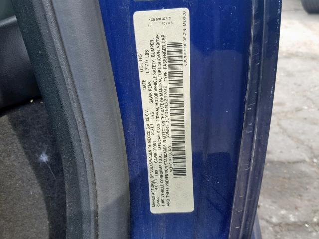 3VWRF31Y06M329392 - 2006 VOLKSWAGEN NEW BEETLE Mavi foto 10