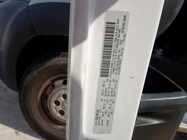3C6TRVBD1GE100763 - 2016 RAM PROMASTER WHITE photo 10