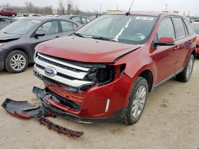 2FMDK3JC1EBB75445 - 2014 FORD EDGE SEL MAROON photo 2