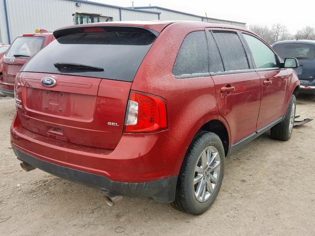 2FMDK3JC1EBB75445 - 2014 FORD EDGE SEL MAROON photo 4