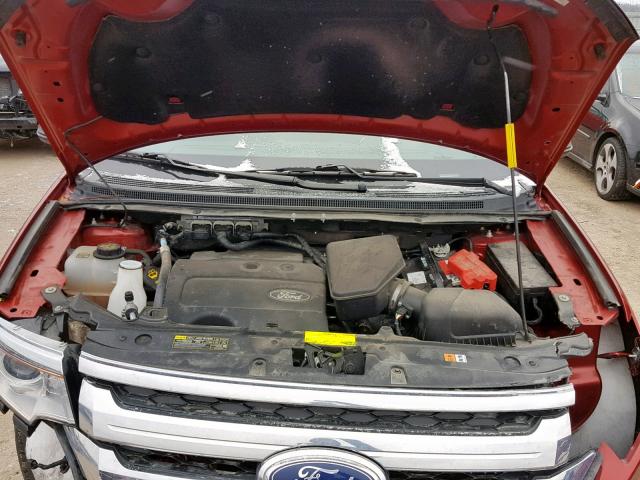 2FMDK3JC1EBB75445 - 2014 FORD EDGE SEL MAROON photo 7