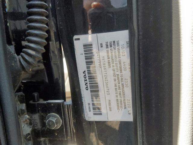 YV1RS61T242366723 - 2004 VOLVO S60 BLACK photo 10