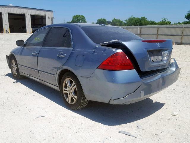 1HGCM56847A015876 - 2007 HONDA ACCORD EX BLUE photo 3