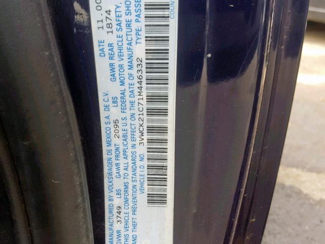 3VWCK21C71M446332 - 2001 VOLKSWAGEN NEW BEETLE Blau Foto 10