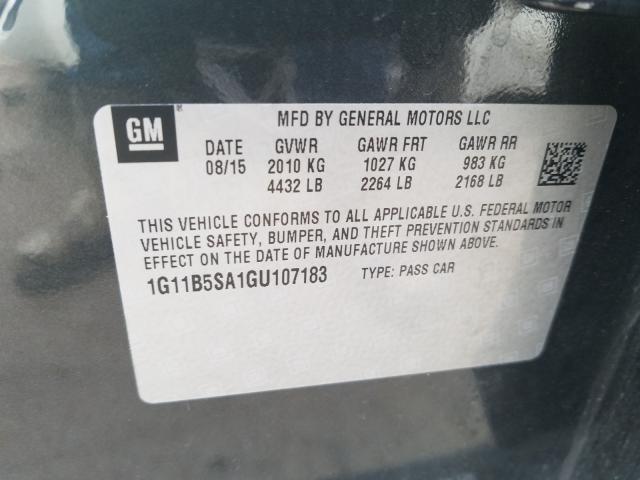 1G11B5SA1GU107183 - 2016 CHEVROLET MALIBU LIMITED LS  photo 10